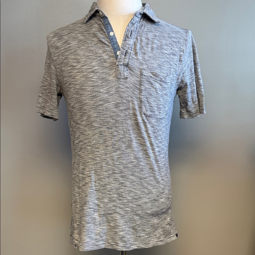 Faherty Knit Polo Shirt Gray Slub Cotton Short Sleeve Casual S